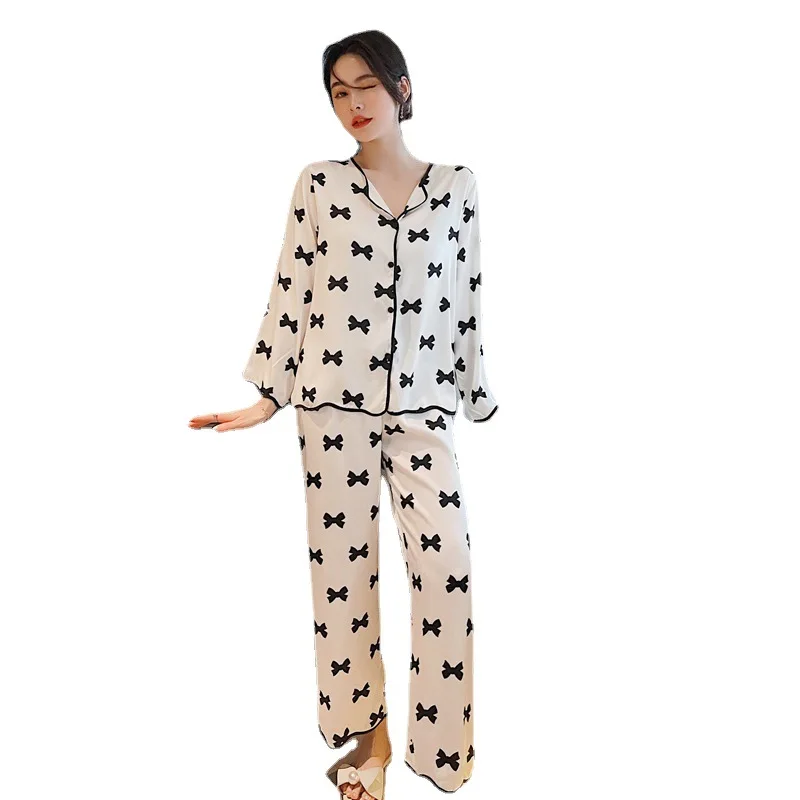 

Women's Pajamas 2021 Spring The New Simplicity Printing Long Sleeve Suit Cardigan Thin Section Home Service Summer