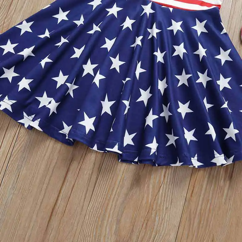 

Summer Infant Toddler Girl Short Dress Striped Sleeveless Star Clause Dresses For American Festival Kids Clothes vestidos