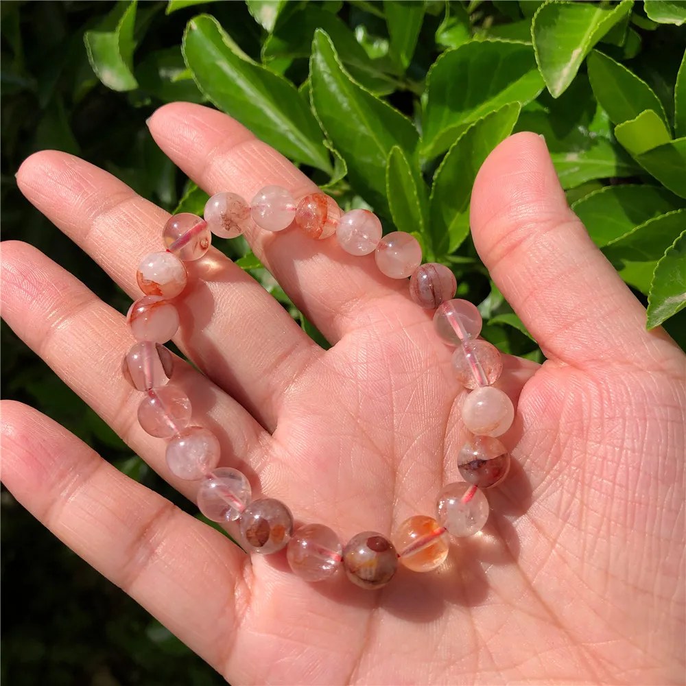 1 шт. натуральный красный гематоидный кварцевый браслет круглые бусины кристалл