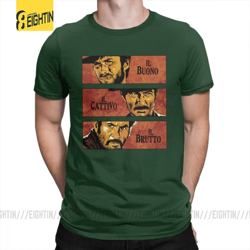 The Good The Bad And The Ugly Clint Eastwood, футболка с коротким рукавом размера плюс, футболка из хлопка с круглым воротником, мужские топы, футболки - Цвет: Forest Green