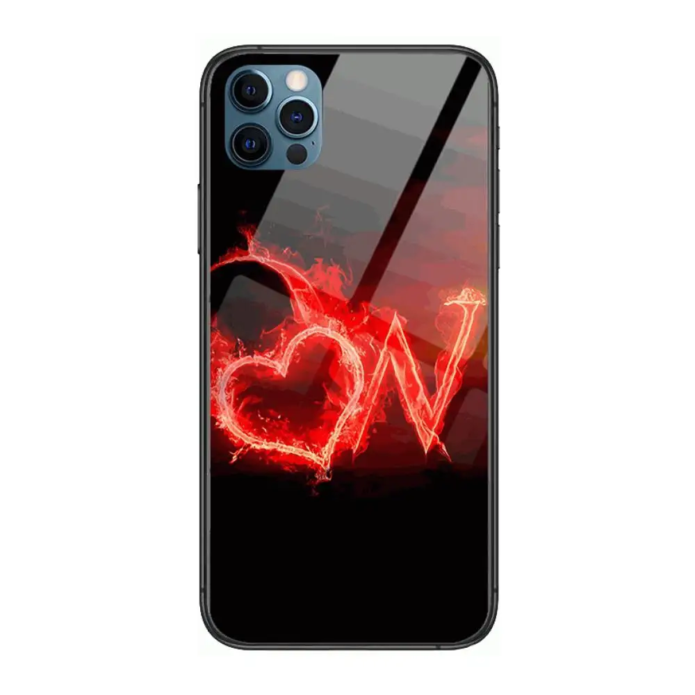 

26 English Name Letters Style Phone Case cover For iphone 12 pro max 11 8 7 6 s XR PLUS X XS SE 2020 mini black cell shell