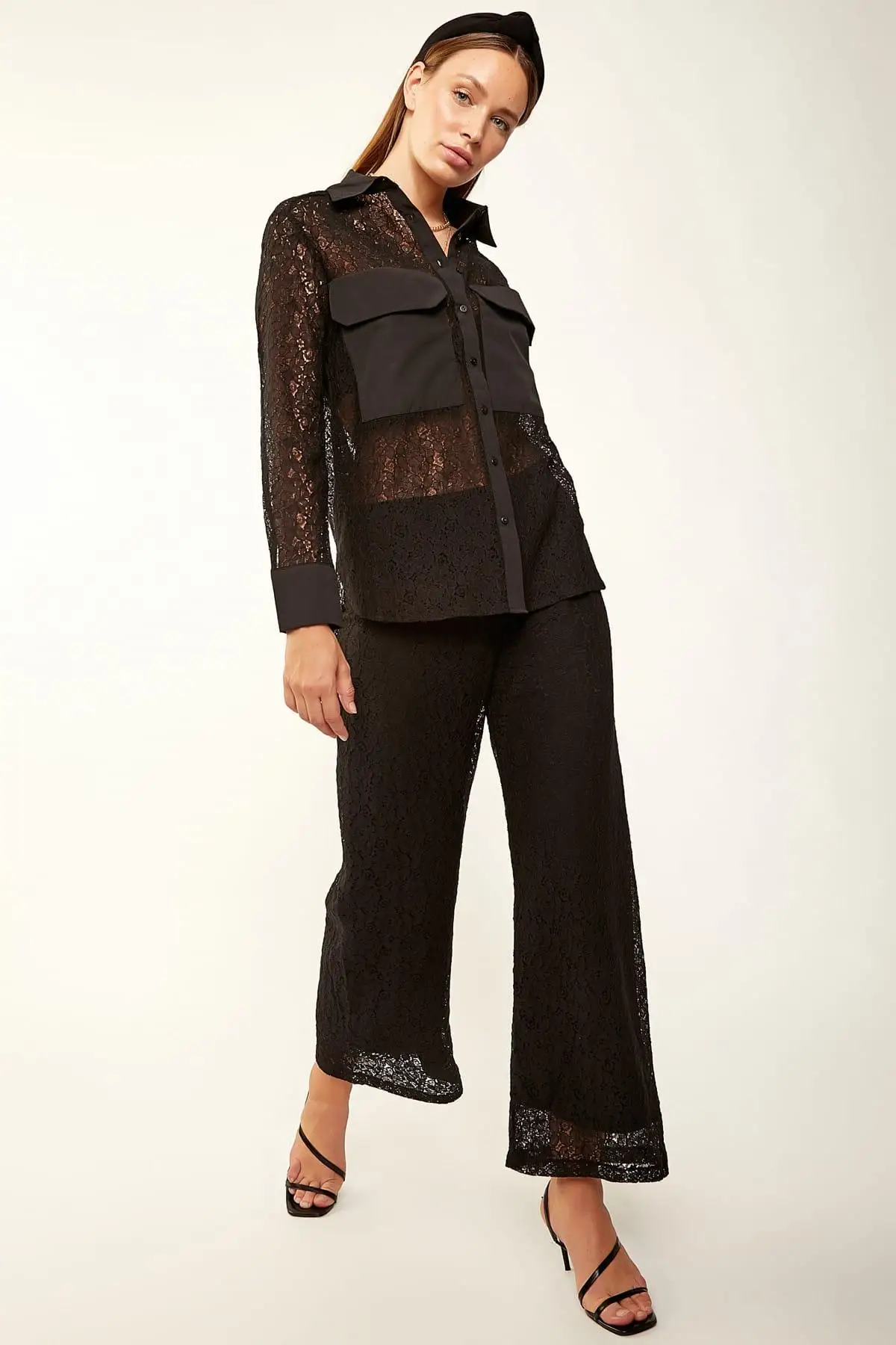 Счастье ist. Женский черный топ рубашка шесть штанов костюм FN01452 | Женская одежда