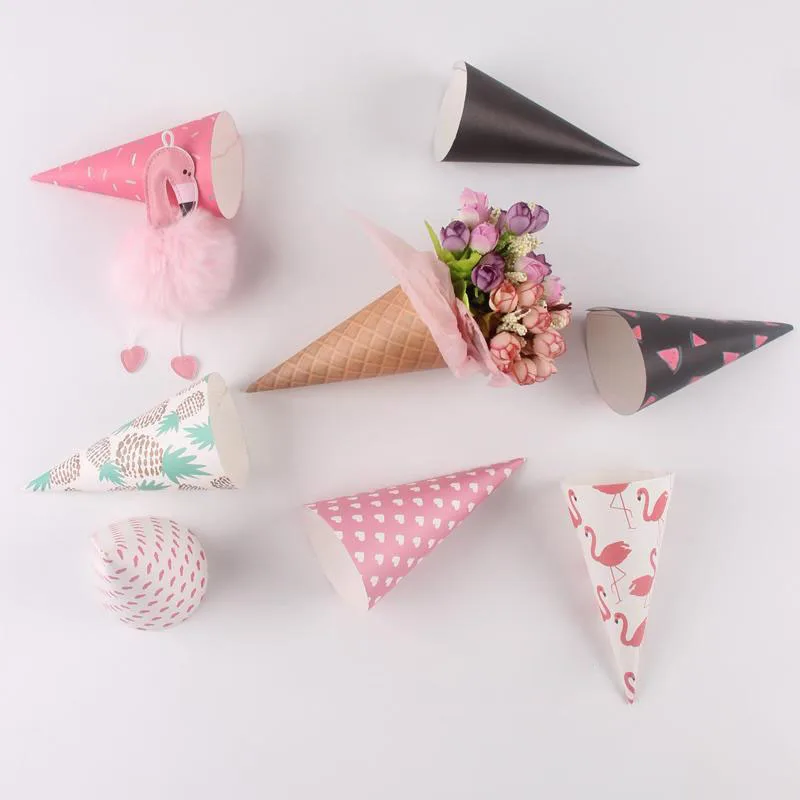 20 шт мороженое конус мини цветок оберточная бумага подарочная упаковка для