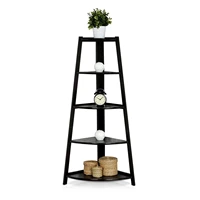 5 Tier Corner Shelf Stand Storage rack Wood Display Storage Home Furniture Black for Home and Office