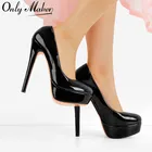 Женские туфли на шпильке Onlymaker, однотонные туфли-лодочки на тонком каблуке 16 см, для свадебной вечеринки, US15, размера плюс