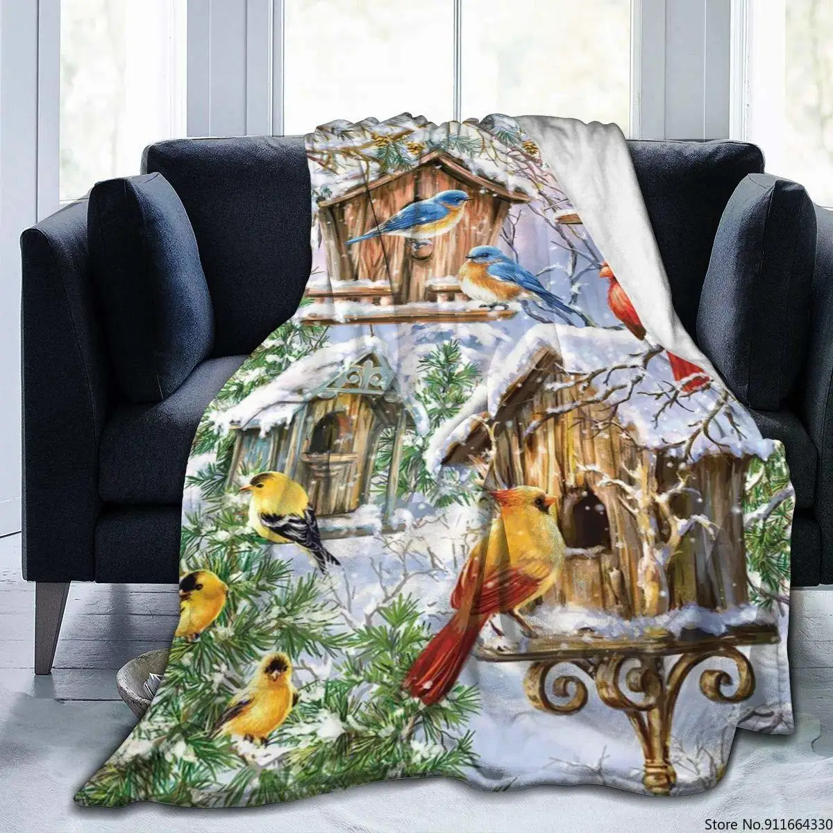Зимние фиолетово Красный Птицы зимние мягкие пледы Одеяло 40 х 50 дюймов легкая