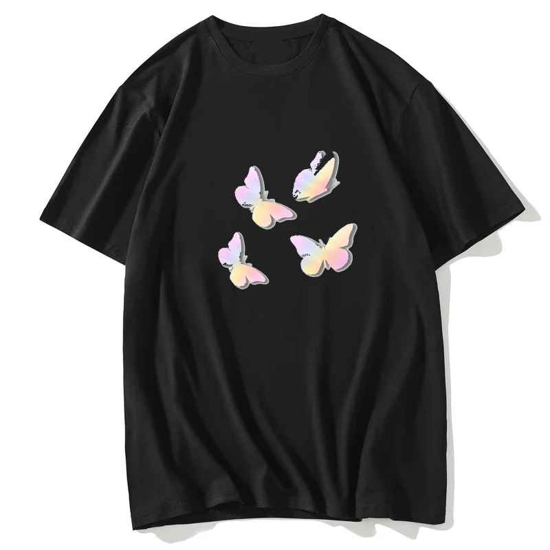 

2020 Camisetas Butterfly Mujer Graphic Tee Black Woman Tshirts Harajuku Women Short Sleeve Printed O-Neck Tops Tee T-Shirt Tops