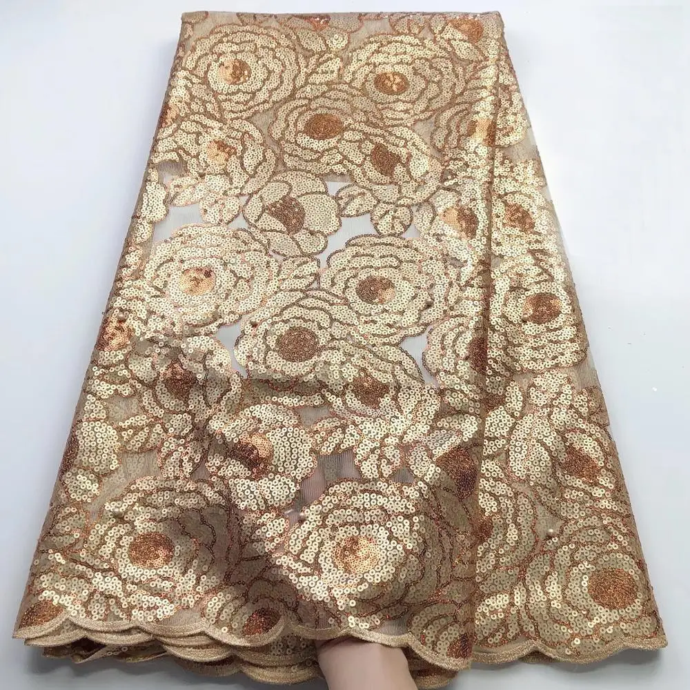 (5 ярдов/шт.) новейшая Золотая африканская блестящая французская сетчатая