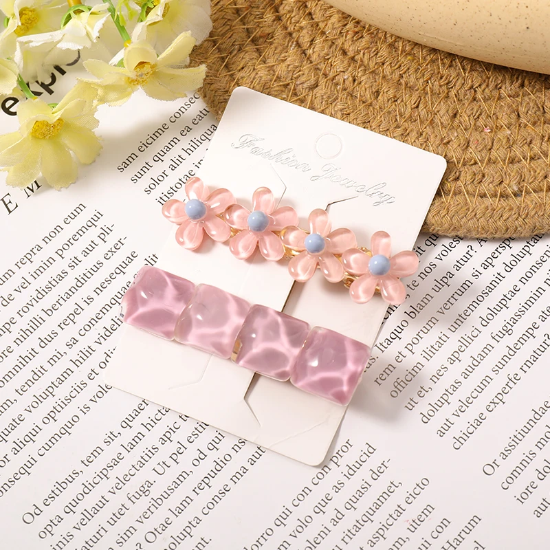 

2PCS/Set New Women Girls Cute Colorful Flower Barrettes Sweet Hair Ornament Clips Hairpins Headband Fashion Hair Accessories