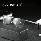 Мужская оправа для очков HDCRAFTER, металлическая Ультралегкая квадратная оправа для очков по рецепту при близорукости, 11 г