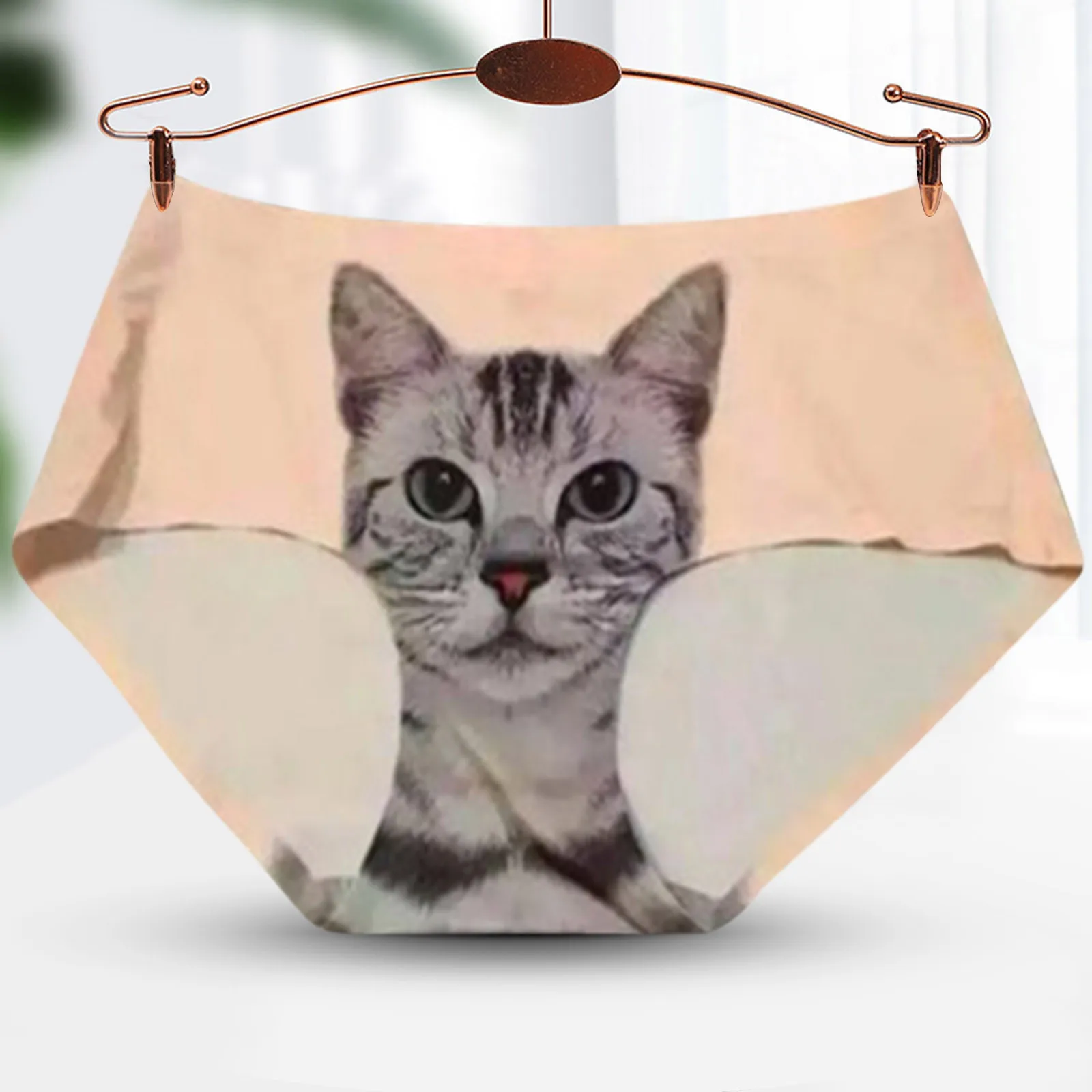 

5PCS Lingerie High Waist Abdominal Panties Cat Print Comfortable Underwear Women Sexy Panties Underpant Cotton Briefs Free Size