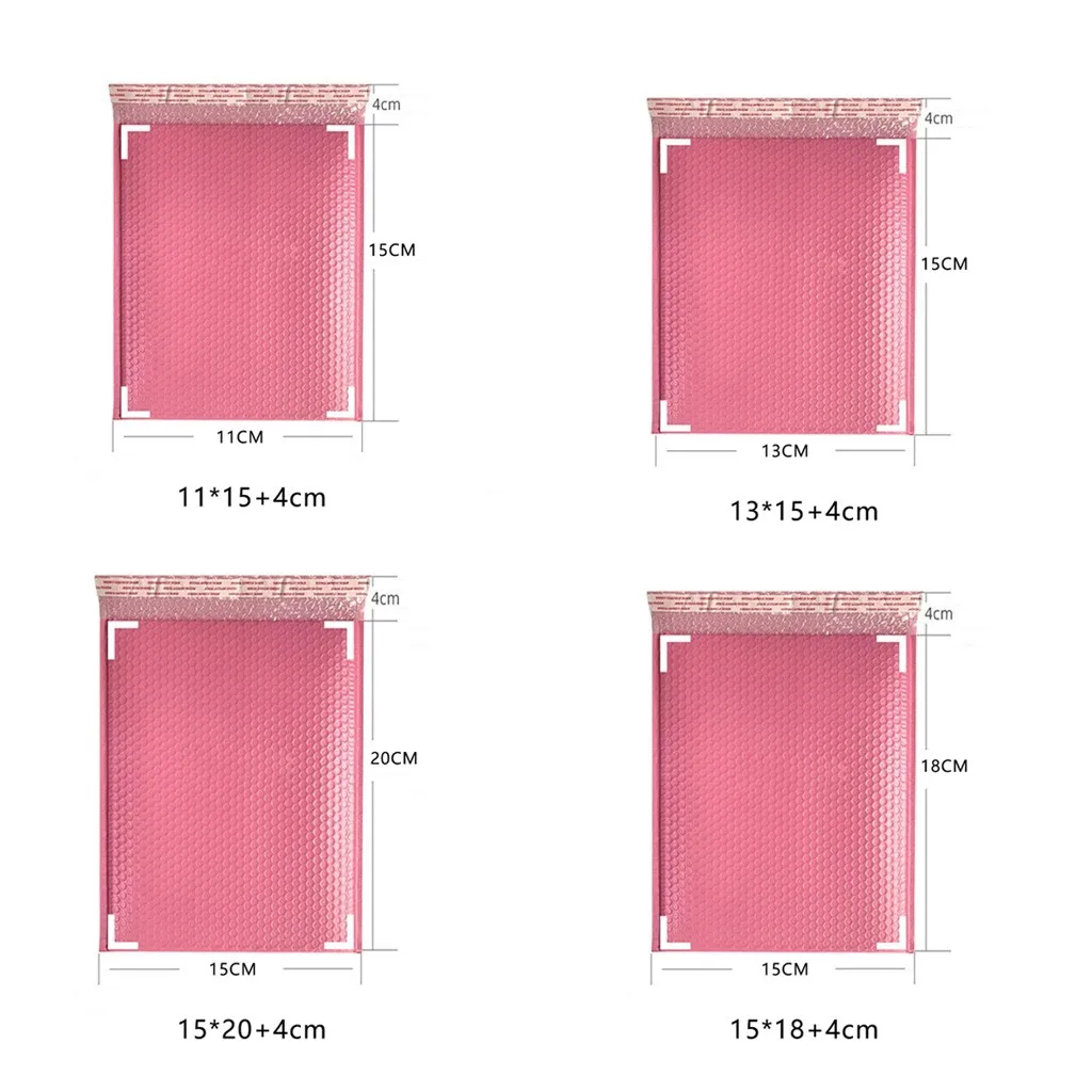 

50pcs Matte Pink Bubble Mailer Envelopes Padded Mailing Bag Self Sealing Foam Foil Courier Bag Waterproof Bubble Bags 4 sizes