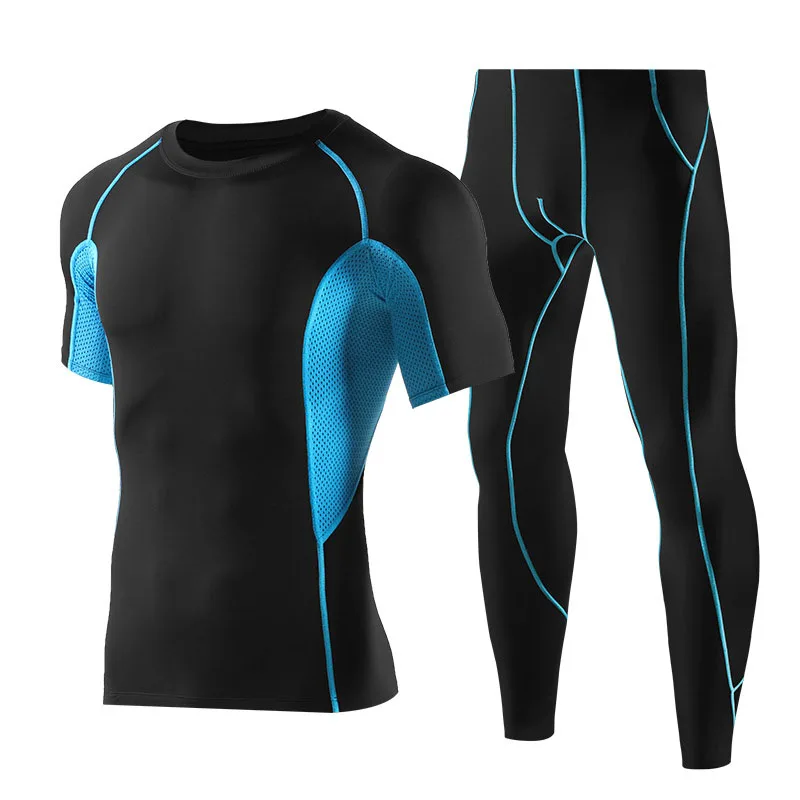 Тонкие спортивные колготки мужские с короткими рукавами дышащие и