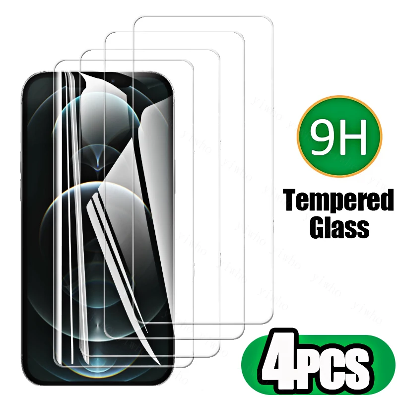 

4 шт. закаленное стекло для iPhone 13 12 11 Pro Max, Защитная пленка для экрана для iPhone 13 12 Mini Xs XR SE 7 8 Plus, защитное стекло