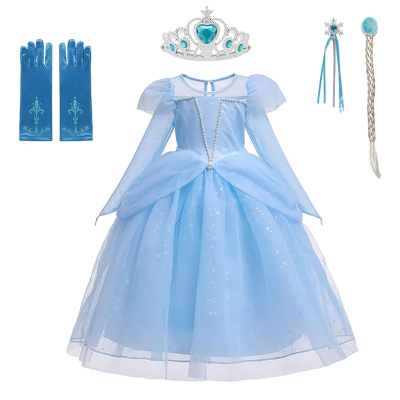 Новинка 2022 платье Эльзы для девочек в реальности необычный костюм принцессы с