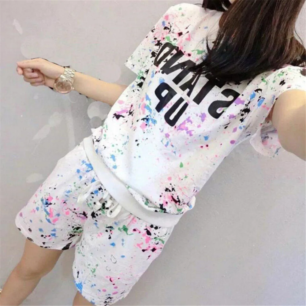 Женские пижамы новая мода 2018 хлопок короткий рукав шорты костюмы для отдыха