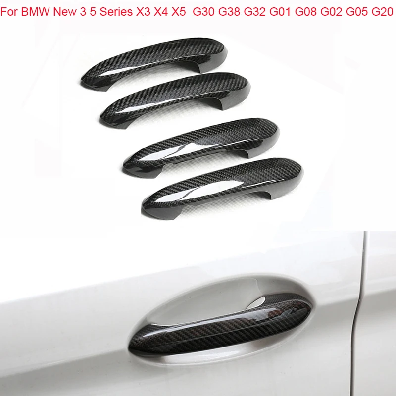 

For BMW New 3 5 Series X3 X4 X5 G30 G38 G32 G01 G08 G02 G05 G20 Real Carbon Fiber Styling Car Door Handle Trims Sticker Covers