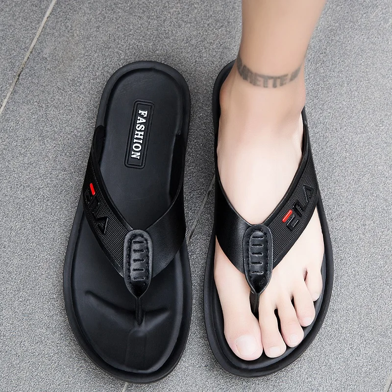

Bathroom Slippers Flip Flops Man Summer Sandals Slippers Men's Shoes Men Fashion Beach Casual Leather For Slipper