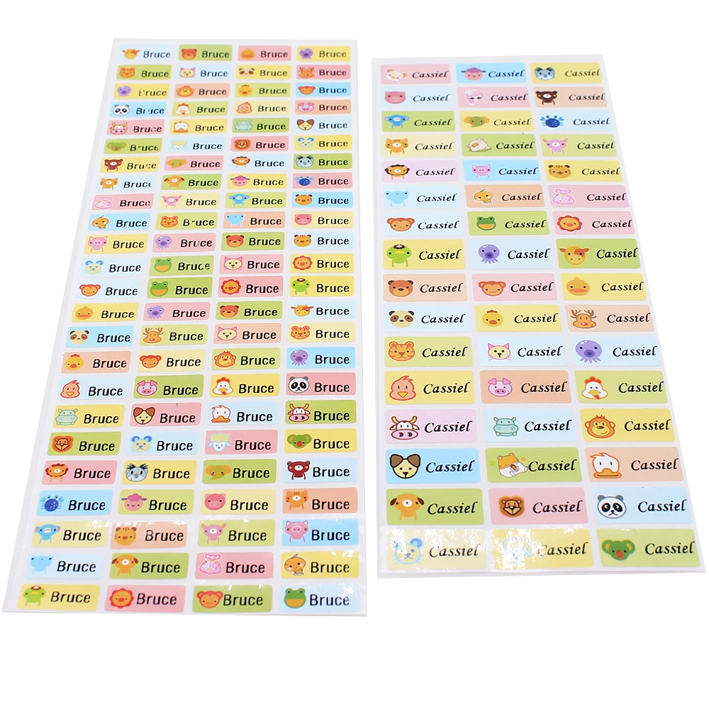 Модные Мультяшные наклейки с именем на заказ водонепроницаемые ярлыки этикетки