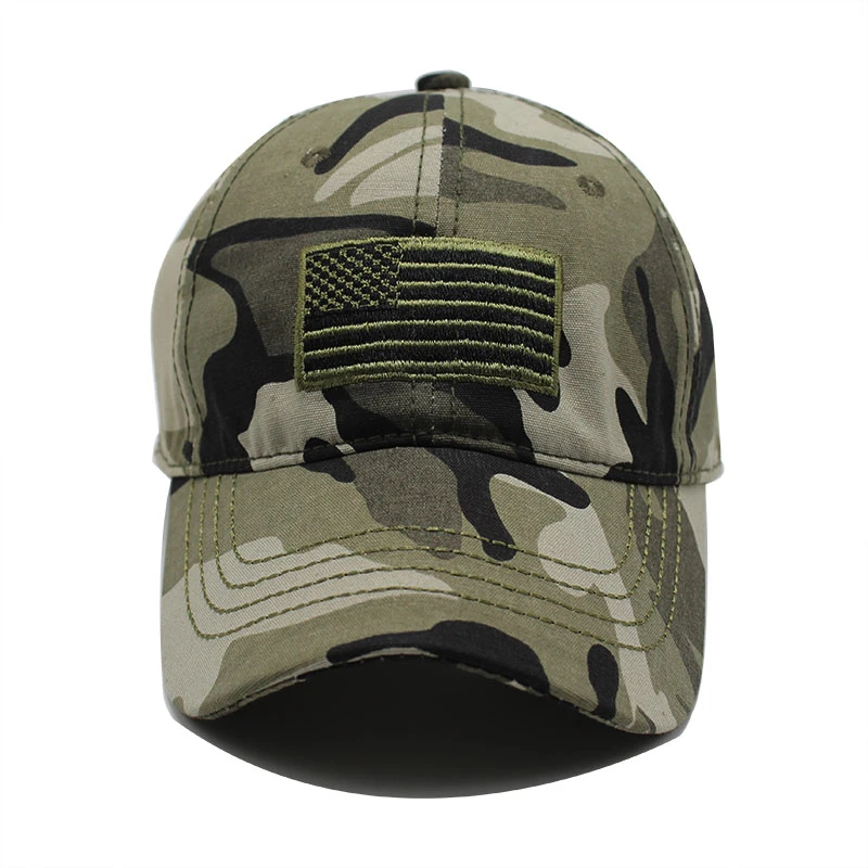 Кепка бейсболка Мужская камуфляжная хлопок тактическая с вышивкой флагом США