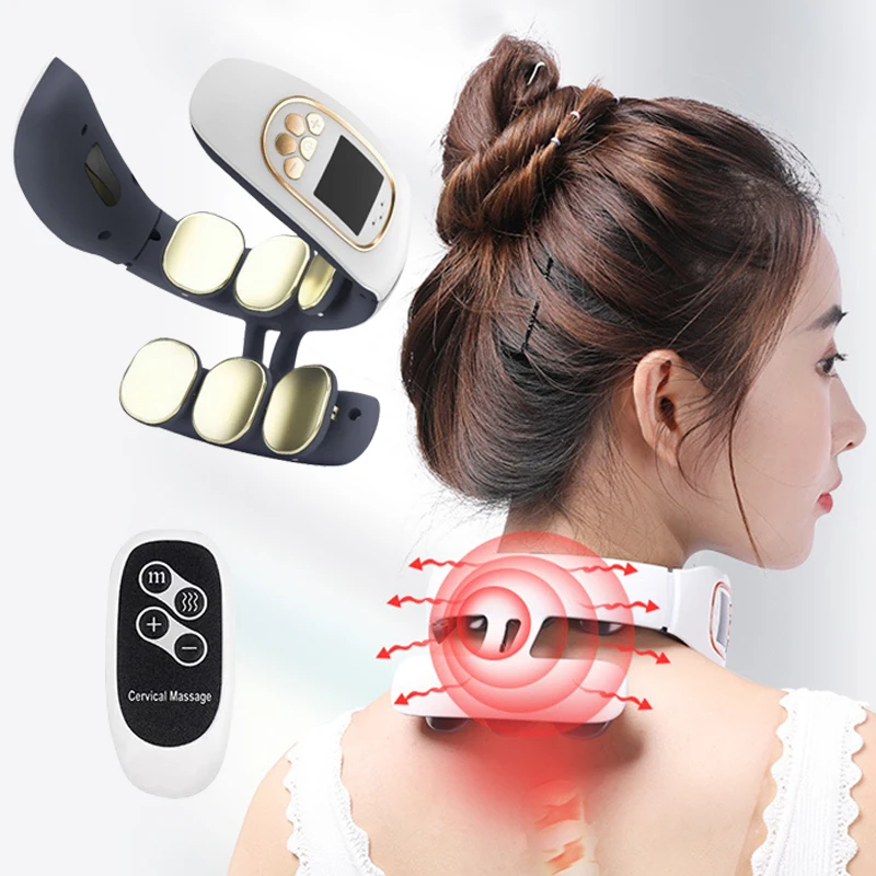 

Electric Neck Pulse Massager 6 Heads TENS Cervical Massager Cervical Vertebra Physiotherapy Heating Pain Relief Relaxation