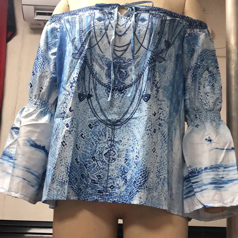 Женская Элегантная блузка с открытыми плечами цветочным принтом на шнуровке