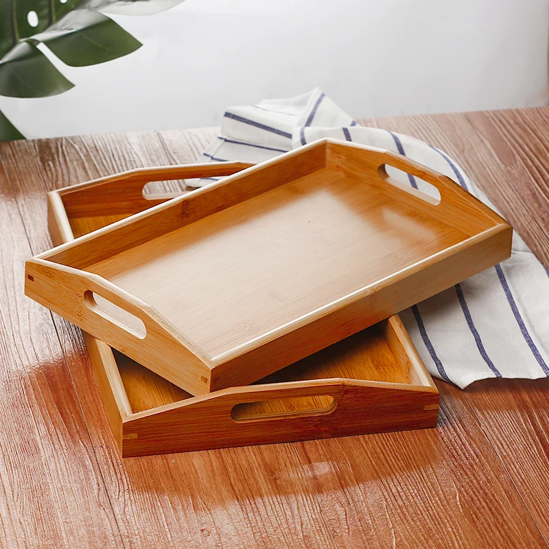 

Large Bamboo Tea Table Tray Creative Minimalist Wooden Serving Tray Kung Fu Tea Set Bandeja Madera Kitchen Accessories DK50TT