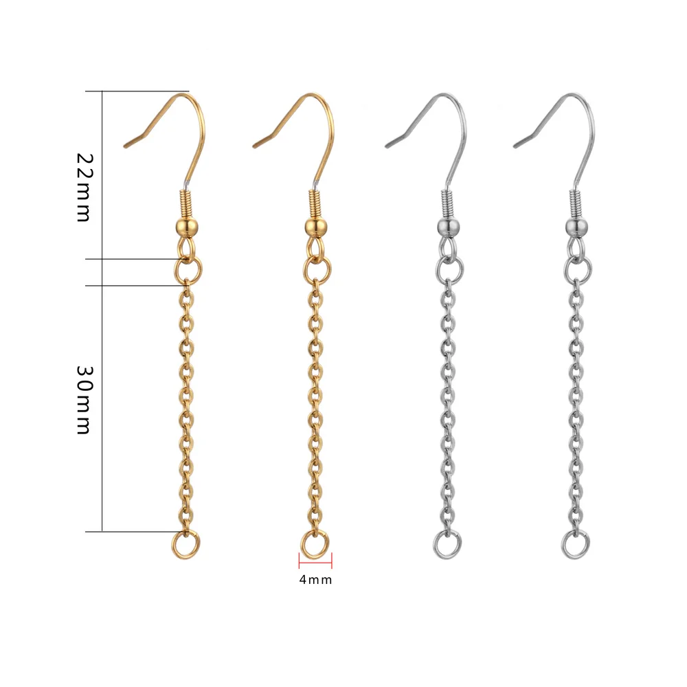 20pcs Gold Stainless Steel Earring Hooks Wires with Ear Earrings Pendant Charms Connector for diy Jewelry Making Finding Supplie | Украшения