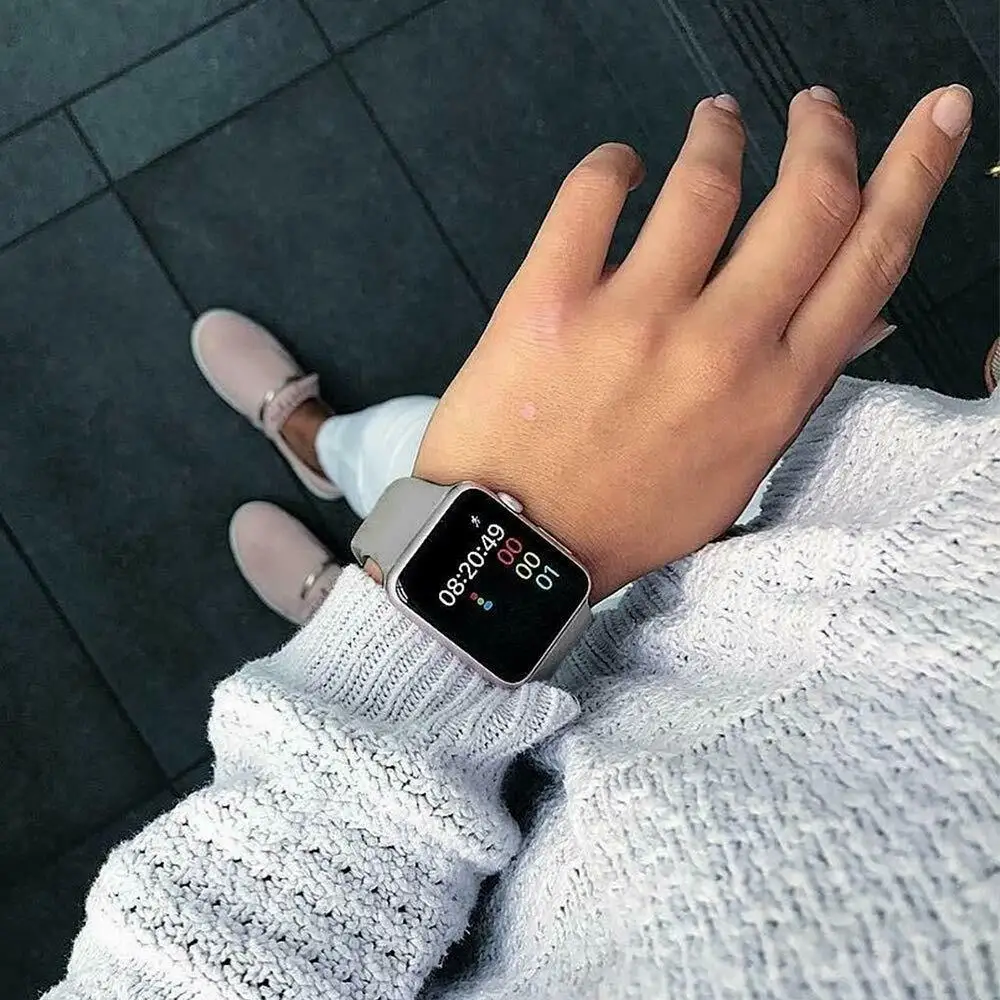 Ремешок силиконовый для Apple Watch Series 1 2 3 4 мягкий спортивный сменный резиновый