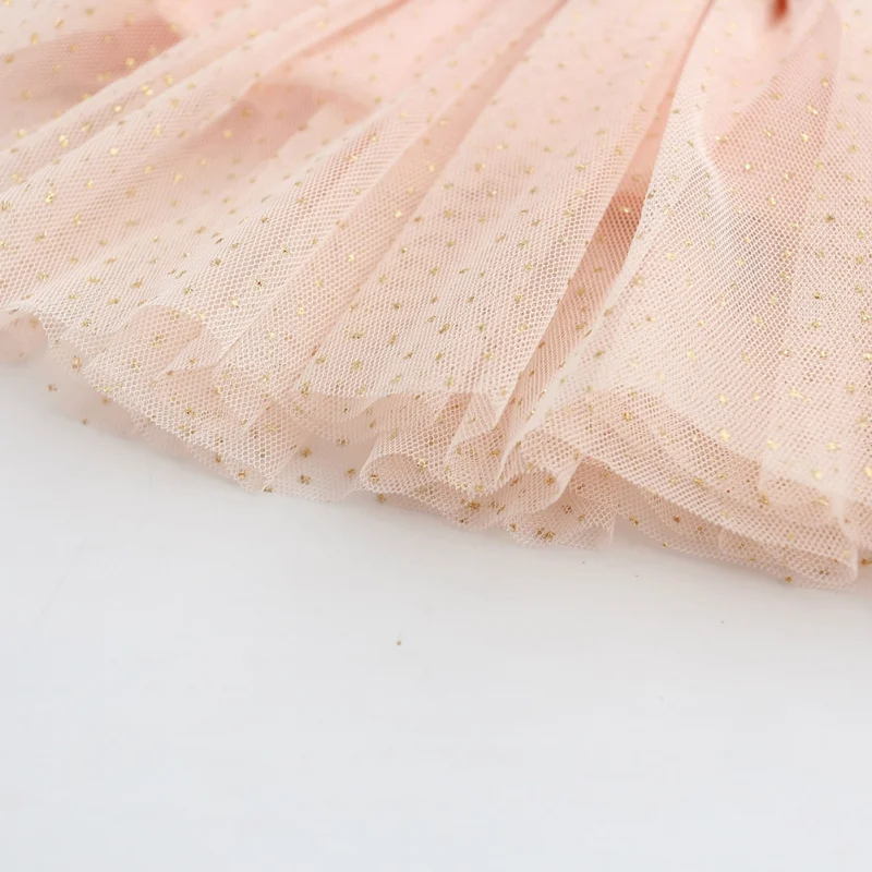 Girls Dress Autumn Long Sleeve Patchwork Plush Ball Bow Tulle Dresses Kids Clothes
