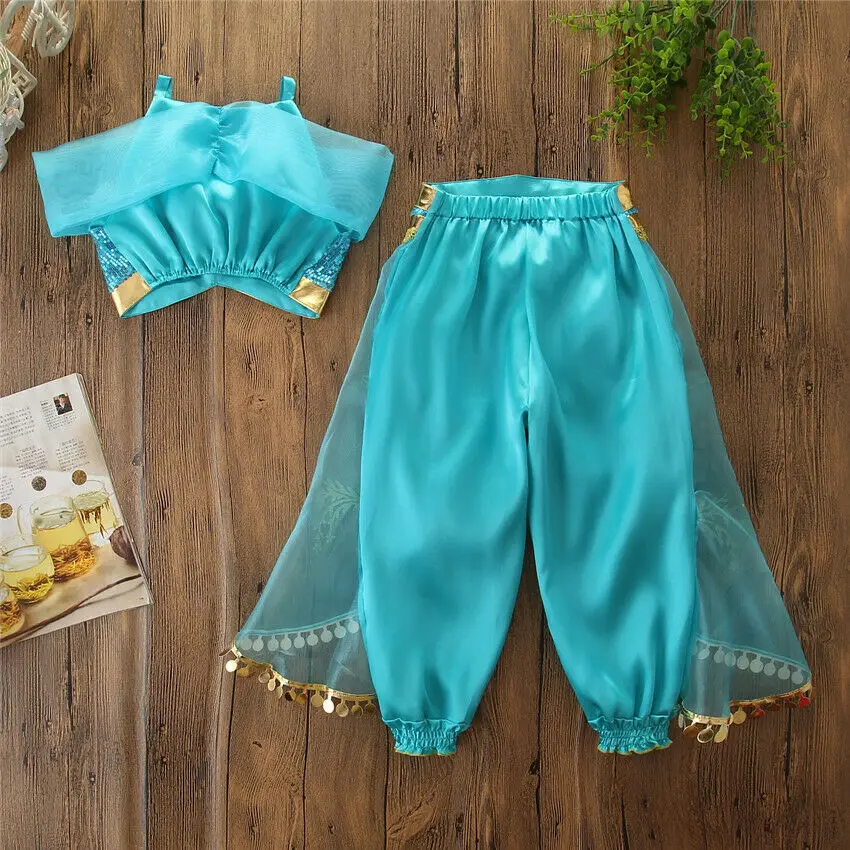 Прекрасные наряды для детей Lovely Aladdin Jasmine Princess Halloween Girls Clothes Sets Cosplay Costume Party Outfits Overalls 3-8Y
