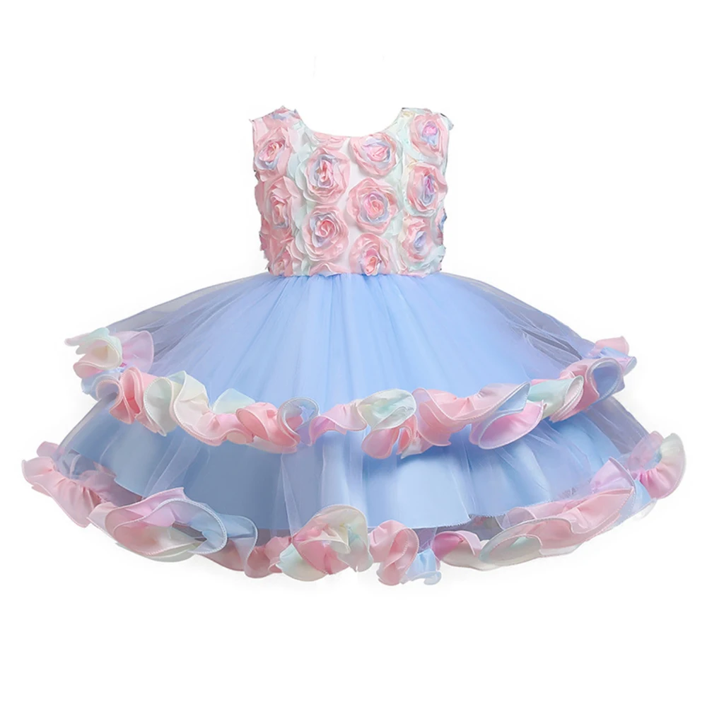 

Kids Elegant Pearl Cake Princess Dress Girls Dresses For Wedding Evening Party Birthday Embroidery Flower Girl Dress Girl Clothe