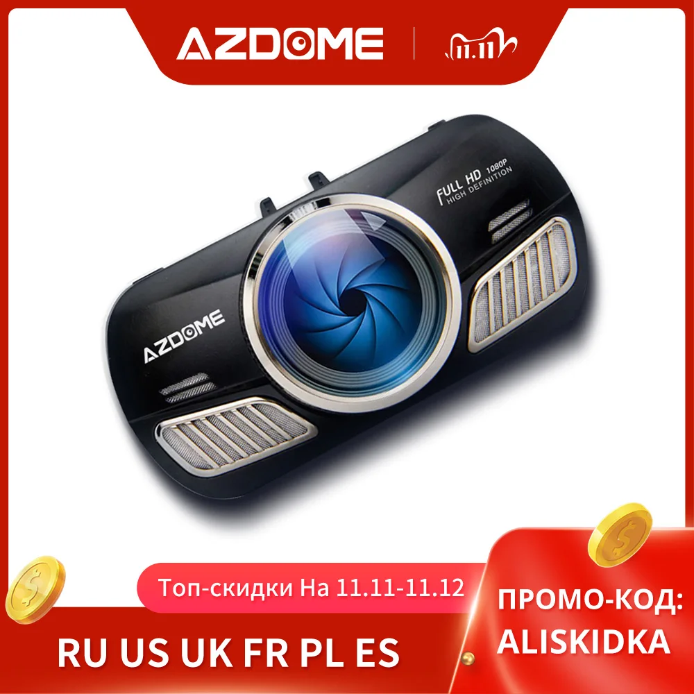 Видеорегистратор AZDOME M11 автомобильный 3 дюйма Full HD 1080P GPS ночное