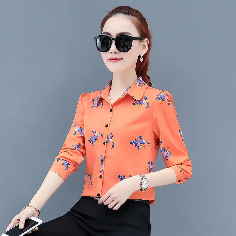 

Женская Свободная блузка на пуговицах, Повседневная рубашка с длинным рукавом и вышивкой, модель R46 в винтажном стиле на весну и осень, 2021