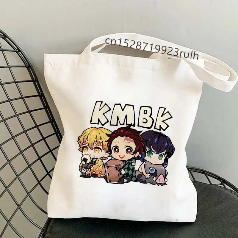 

Anime Demon Slayer Eco Daily Use Shopper Shopping Bags Foldable Handbag Large Capacity Tote Bag Handbags Harajuku Shoulder Bags
