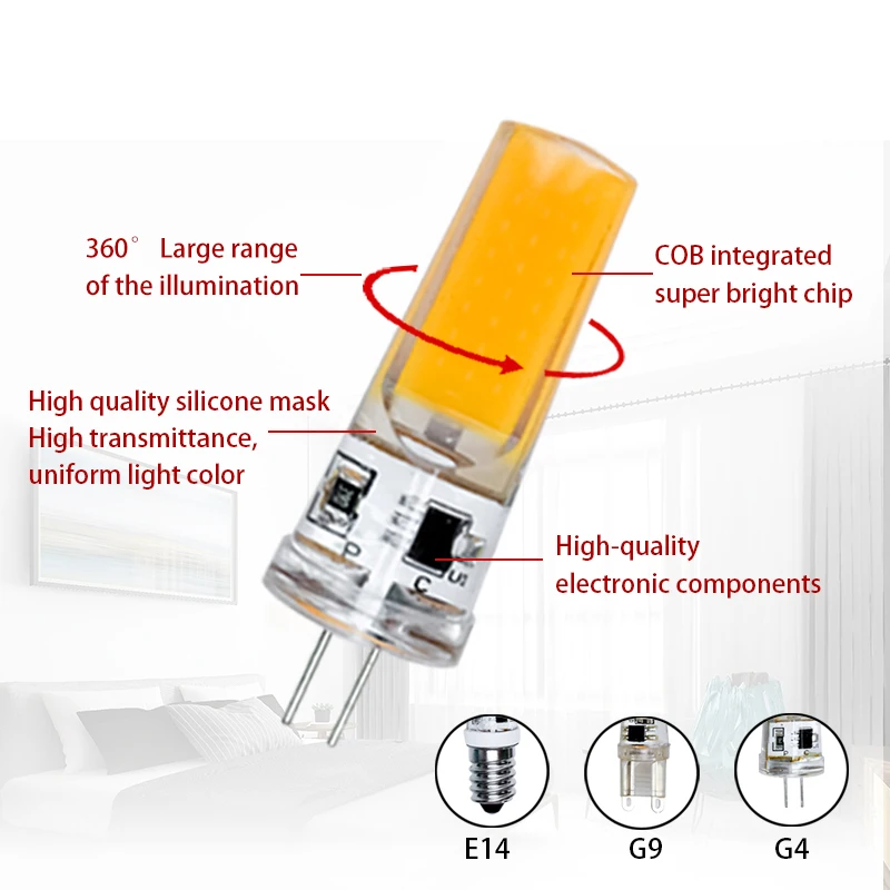 Светодиодная лампочка E14 SMD для люстры сменные галогенные лампы G4 G9 2 шт./лот угол