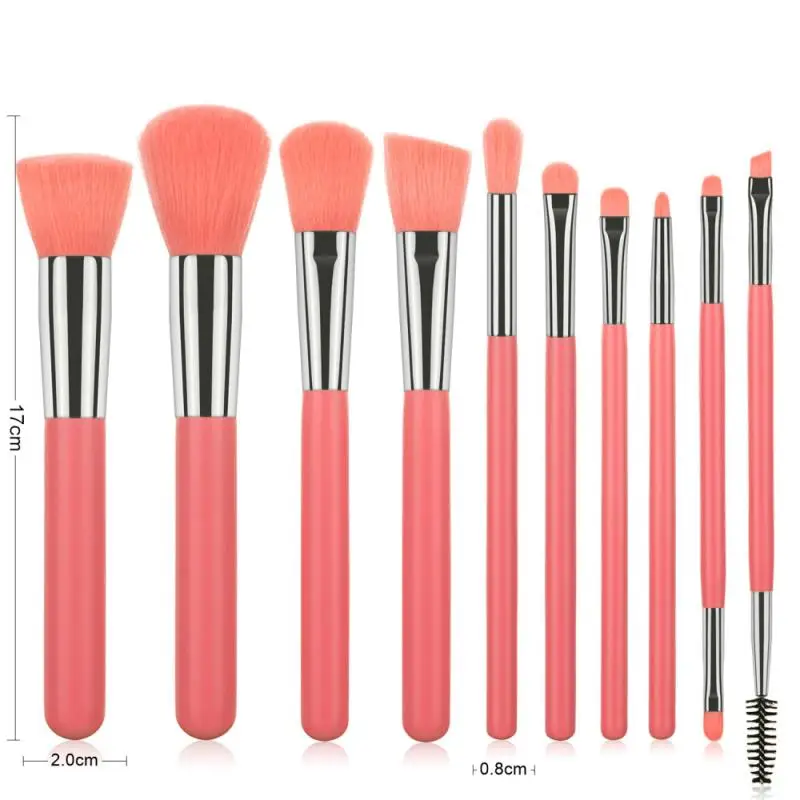 

10 PCS Makeup Brushes Powder Brush Eye Shadow Brush Eyebrow Brush Double-ended Foundation Brush Skin-friendly Beauty Makeup Tool