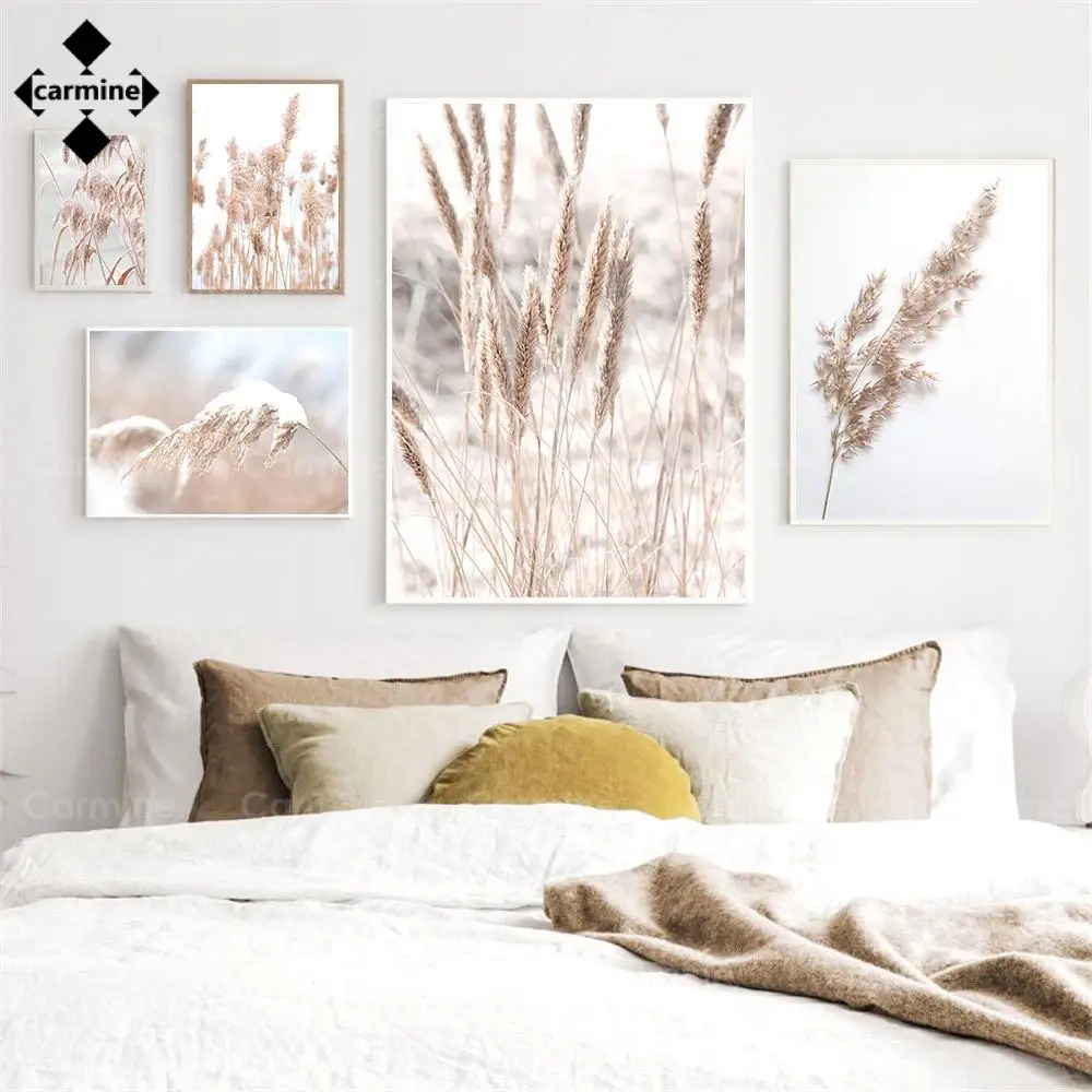 

Beige Wheat Reed Canvas Painting Nature Plant Grass Landscape Wall Art Print Posters Nordic Wall Pictures Living Room Home Decor