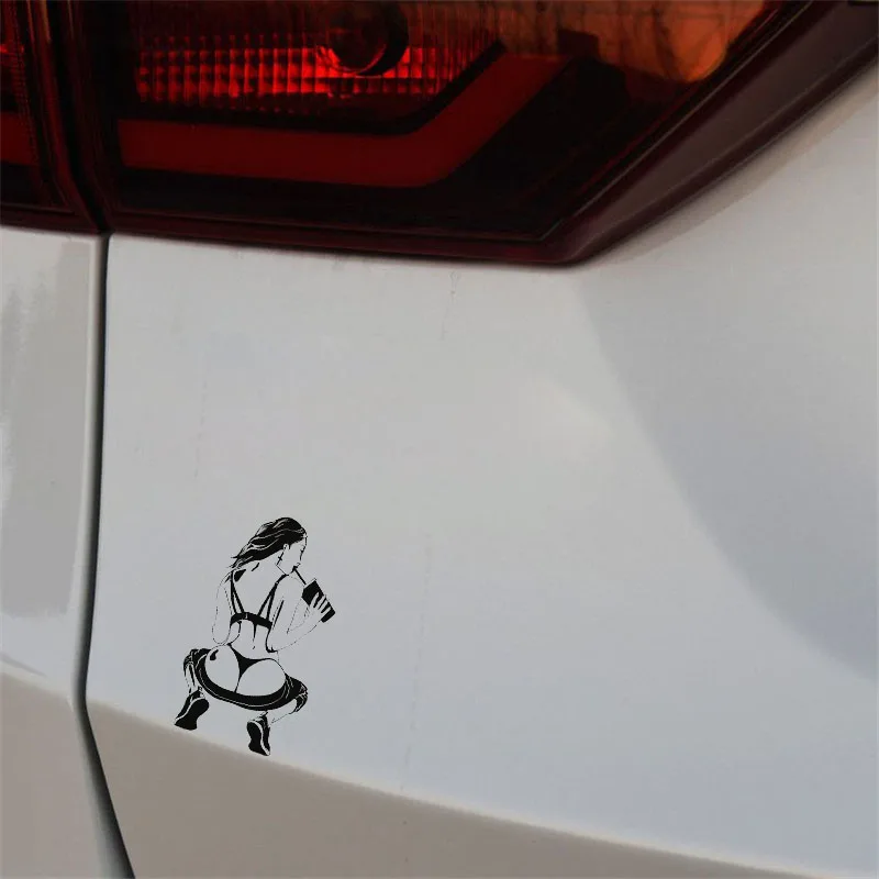 

Car Sticker Motorcycle Sticker Sexy Glamour Girl PVC Waterproof Sunscreen Decal Covering Body Sticker Black/Silver 8.5*16CM