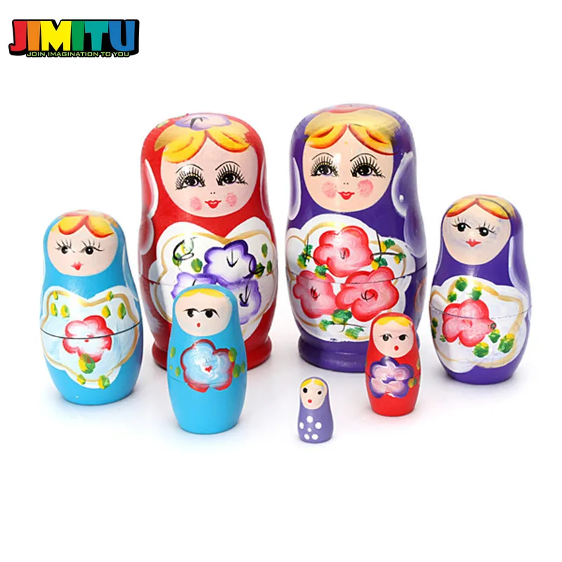 JIMITU 5 шт./компл. прекрасный матрешка деревянная матрешка бабушка России ручной Краски для детей рождественские игрушки, подарки, 5 размеров, комплект