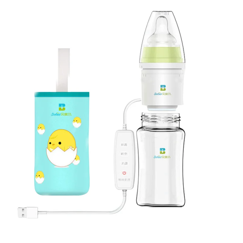 

USB Insulation Baby Bottle Warmer Glass Wide Mouth PPSU Drop Resistant Constant Temperature Quick Flush Milk Cute Water Therma