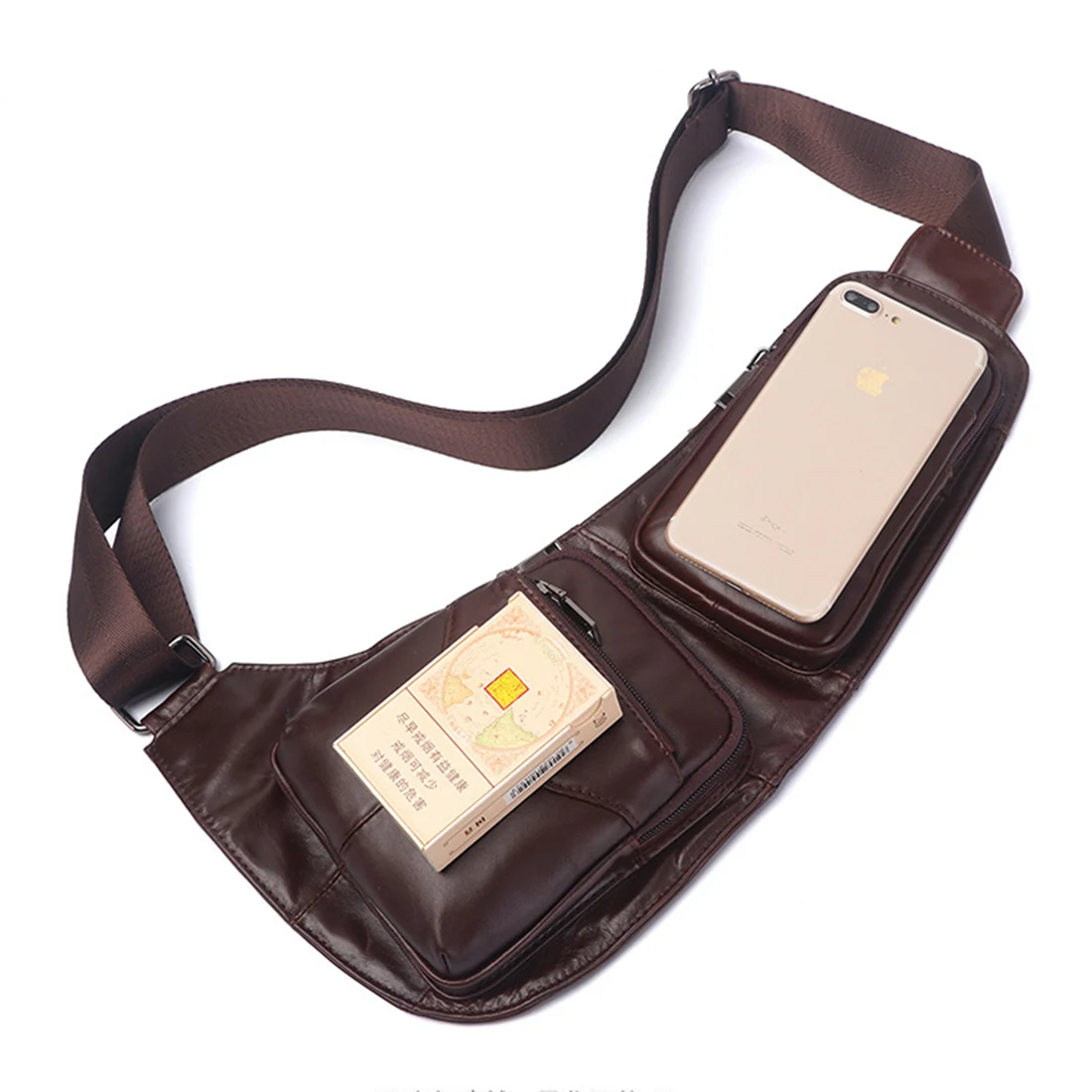 Рюкзак мужской из натуральной кожи ранец на одной лямке через плечо дорожный