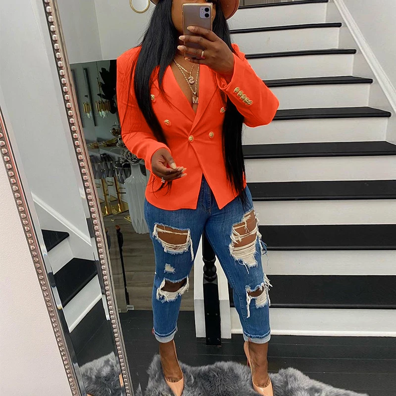 

Двубортный блейзер с длинным рукавом, шикарное спортивное пальто