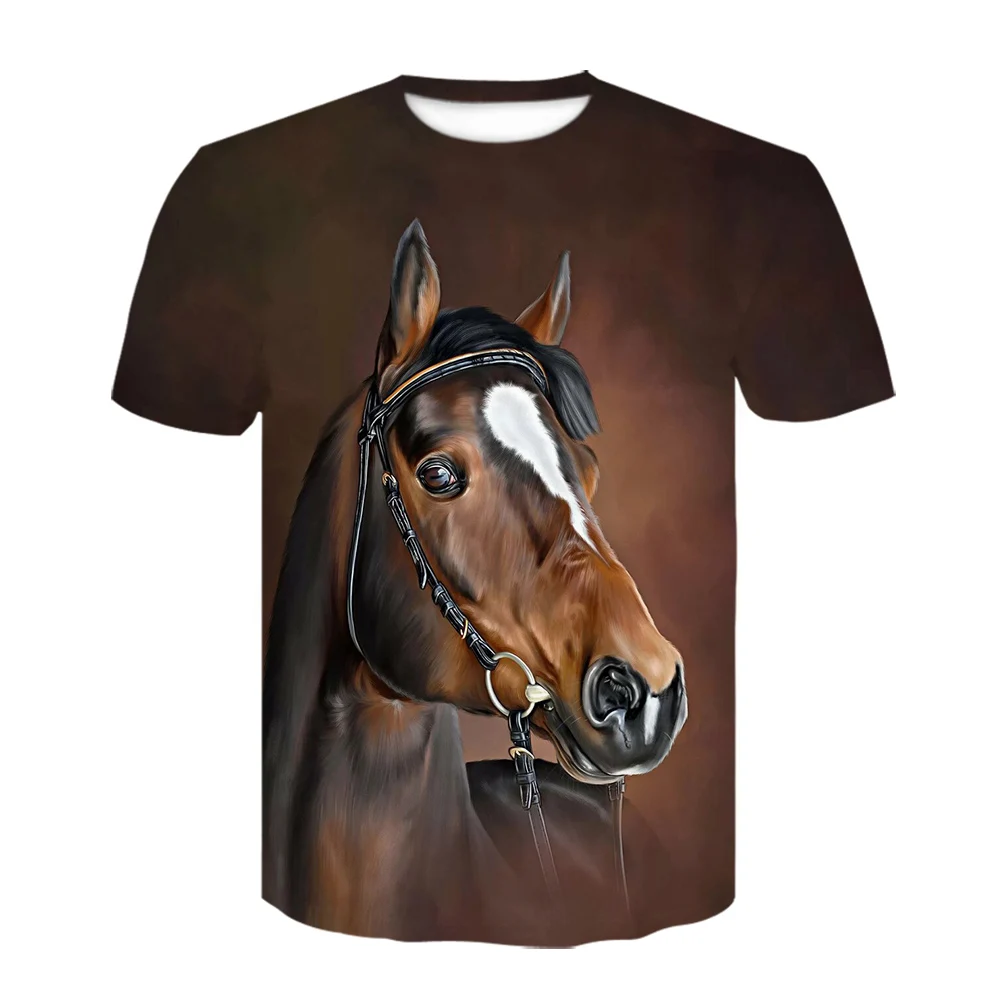 

3D Harajuku style print horse print pattern men's summer animal series T-shirt popular new breathable casual boy tshirt