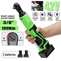 42v 100nm cordless electric wrench 38 ratchet wrench rechargeable right angle drill screwdriver wrench tool with 12 battery