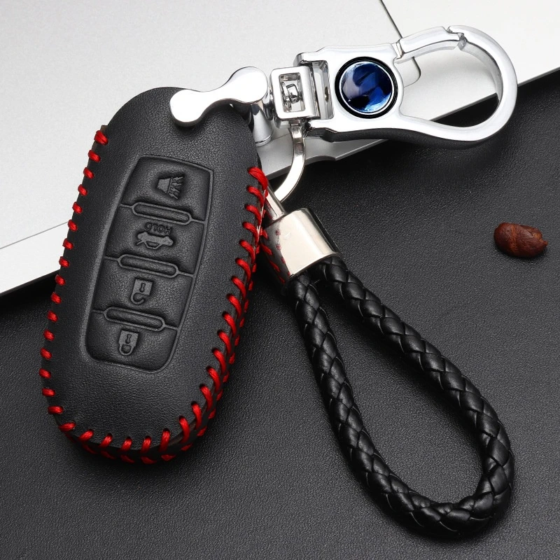 

Classy Genuin Leather Key Case Cover for Livina Qashqai Sylphy D60 Venucia T90 T70 T70X M50V Car Accessories Keychain Ring Set