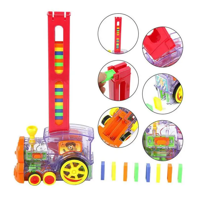 60 шт./компл. домино блоки Дети электрический игрушечный поезд комплект