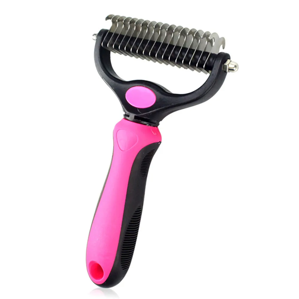 2-Side Dematting Tool for Dogs & Cats Pets Grooming Brush Double Sided Shedding and Undercoat Rake Hair Removal Comb | Дом и сад