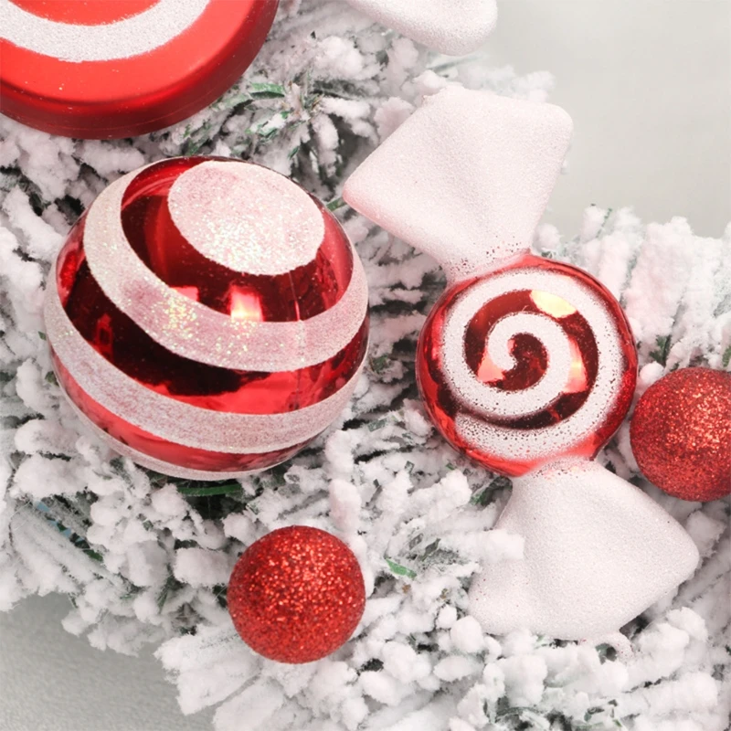 

Simulation Christmas Wreath And Candy Decoration Wreath Front Door Window Decoration Flower Ring Day Party Decoration