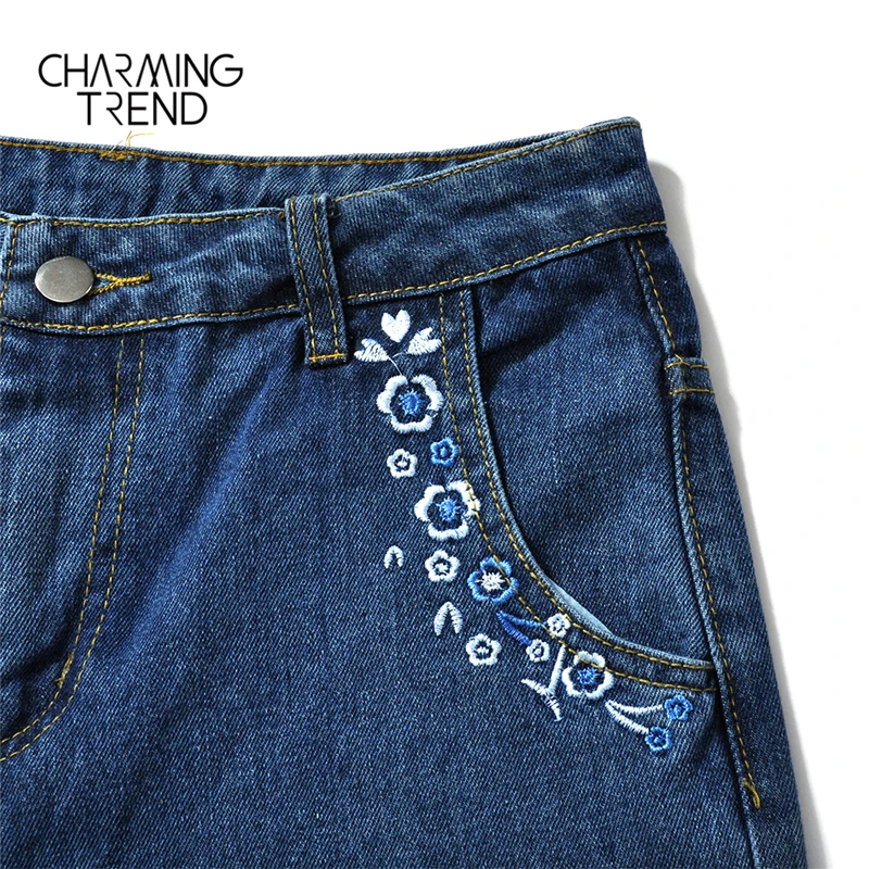 Женские джинсы с вышивкой Charmingtrend шикарная Новинка 2020 повседневные джинсовые